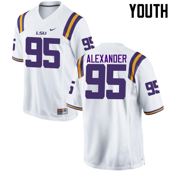 Youth LSU Tigers #95 Edwin Alexander College Football Jerseys Game-White - Click Image to Close
